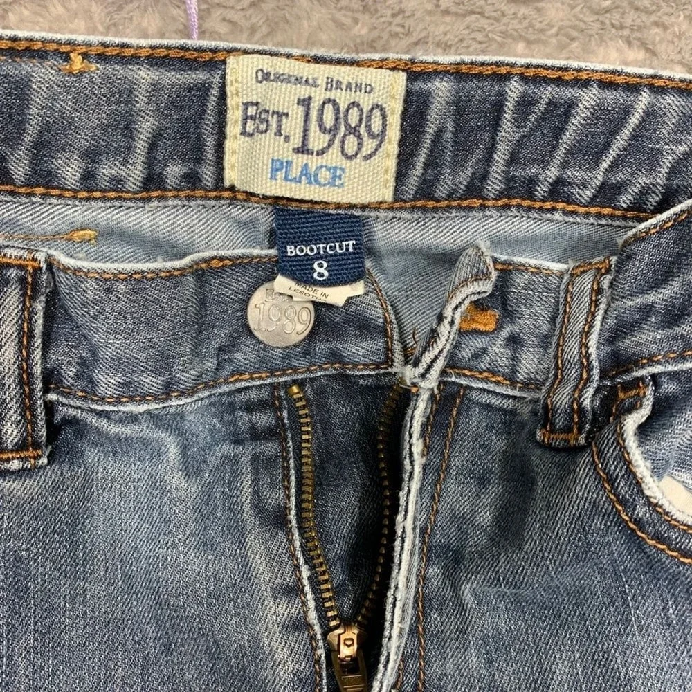 The Children's Place Bootcut Jeans Boys Size 8 Blue Medium Wash Adjustable Waist